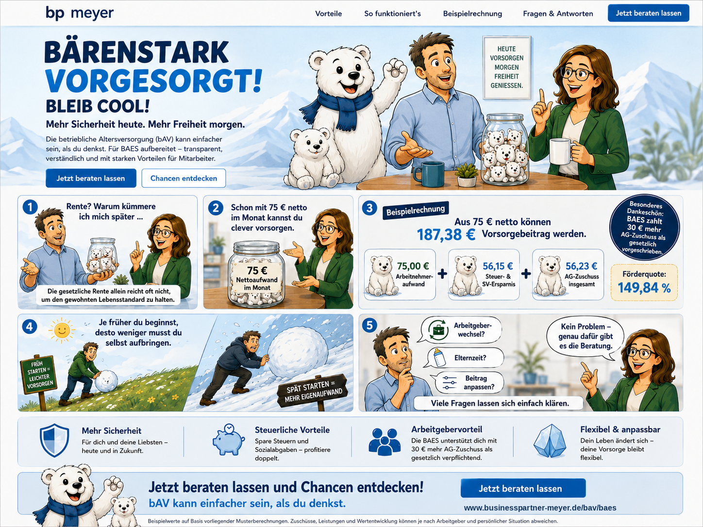 Bärenstark vorgesorgt – BAES Landingpage Motiv